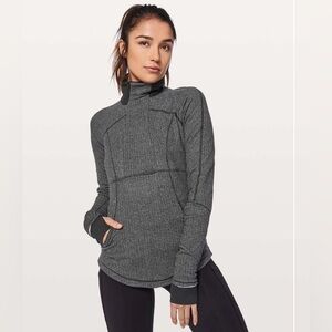 Womens Lululemon Base Runner 1/2 Zip grey size 8